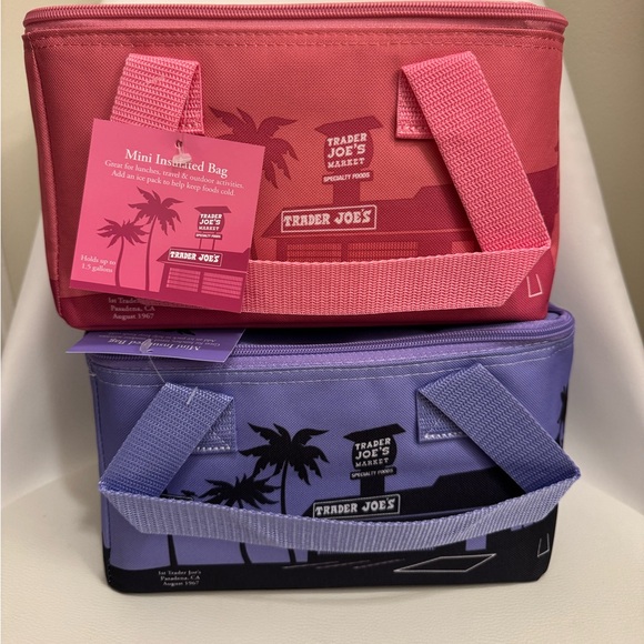 Trader Joe’s mini insulated bags Lavender & Pastel pink NWT - Picture 1 of 7